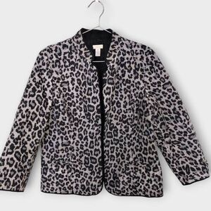 Chico's Womens Jacket Sz 10 Black Leopard‎ Jacket Formal Wedding Sheer Organza